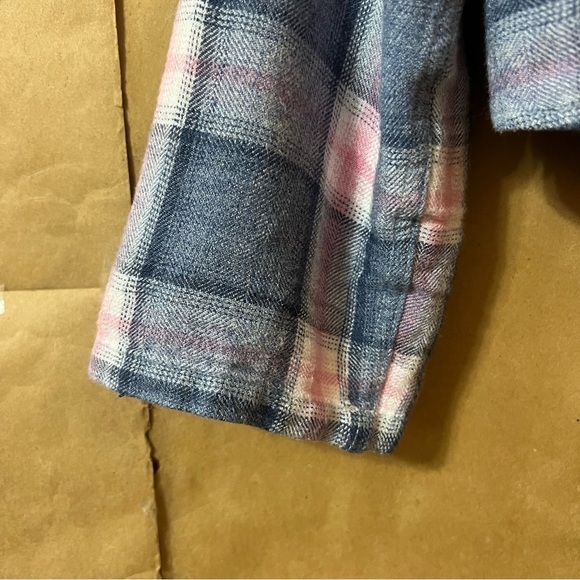 Rails | Plaid Button Front Shirt Collared Popover Crop Top Indigo Berry Size M - Picture 6 of 11